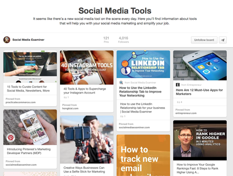 social media tools pinterest board