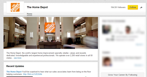 home depot company page banner