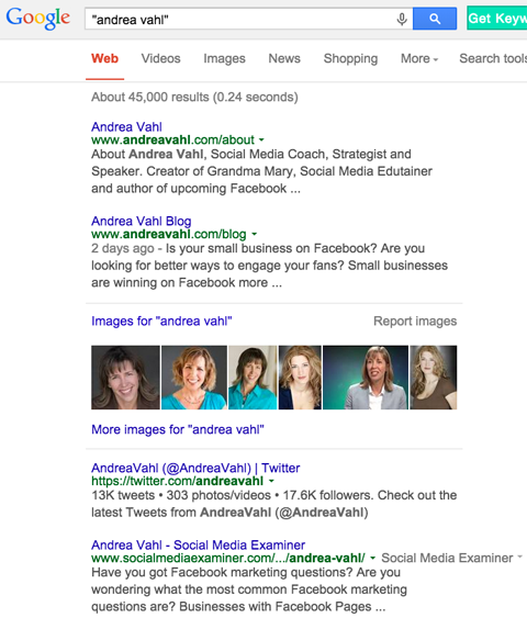 author pages in google search results