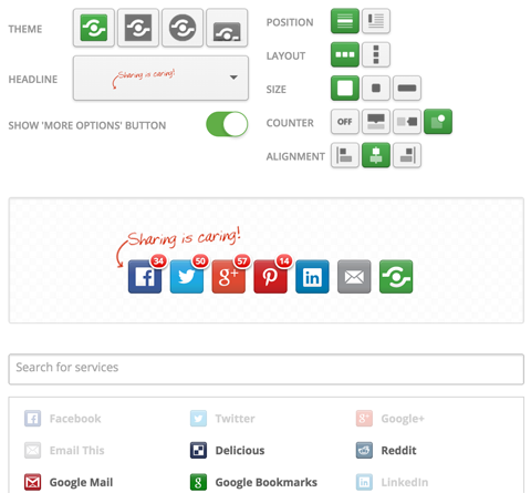 shareaholic share buttons