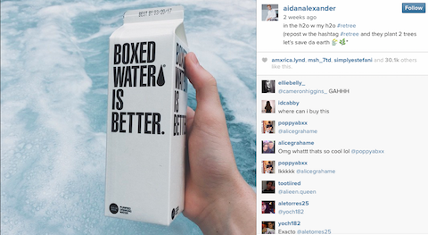 aidanalexander boxedwater instagram post - follower instagram organic philanthropy