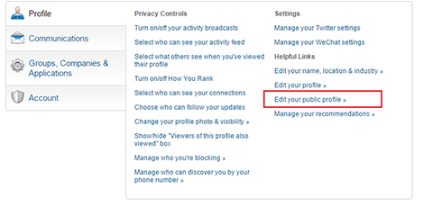 editing public profile settings