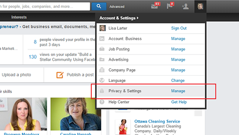 accessing public profile settings