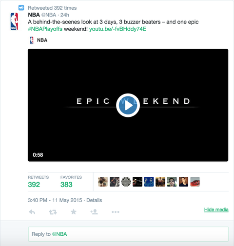 nba tweet with youtube video