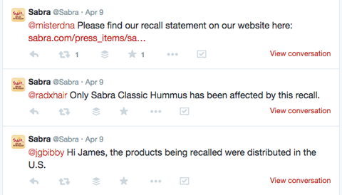 sabra recall tweets