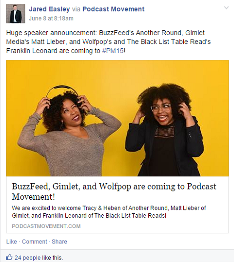 podcast movement facebook post