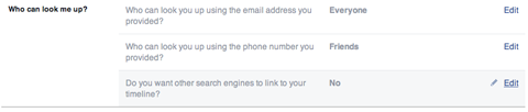 facebook profile search setting