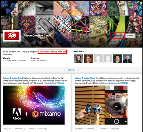 adobe creative cloud linkedin showcase page