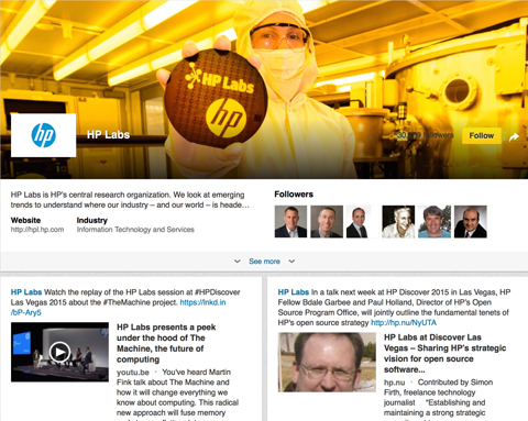 hp linkedin showcase page