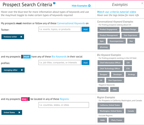 socedo prospect search criteria