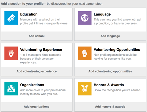 linkedin additional sections