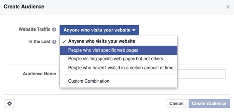 select people who visit specific pages