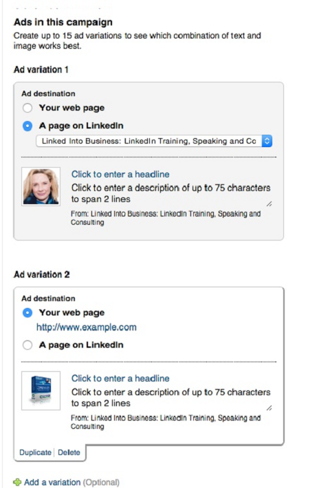 creating linkedin ad variations