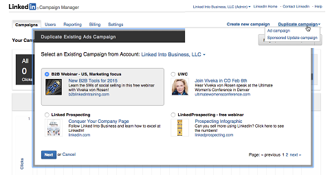  duplicating a linkedin campaign