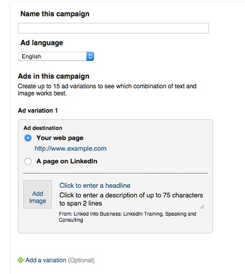 creating a linkedin text ad