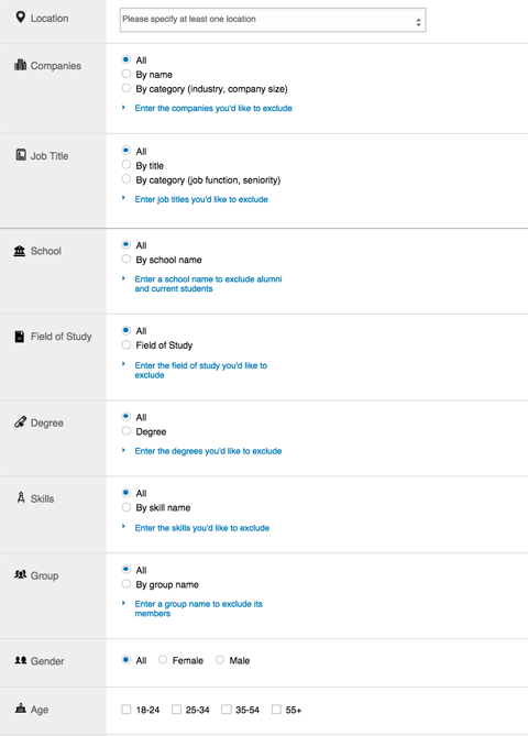 linkedin advanced targeting options