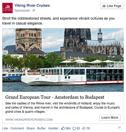 viking river cruises facebook news feed ad