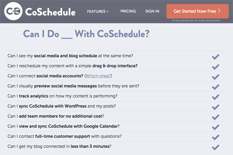 coschedule features