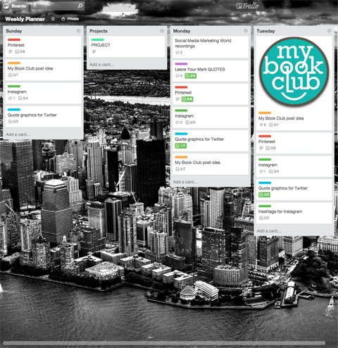 trello weekly planner board