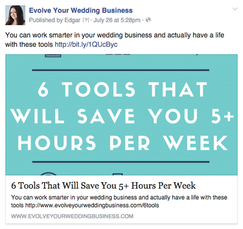 evolve your wedding business facebook post