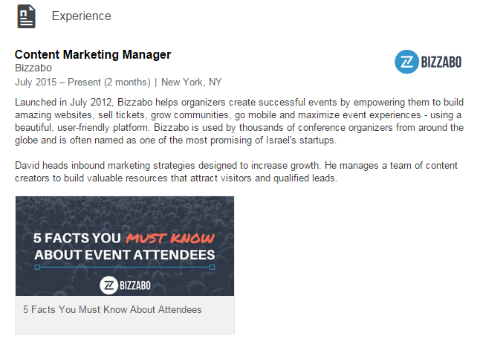 linkedin experience with visual elements example