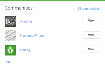 google+ communities listed in a profile