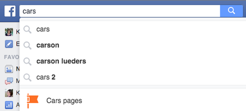 facebook search results for cars
