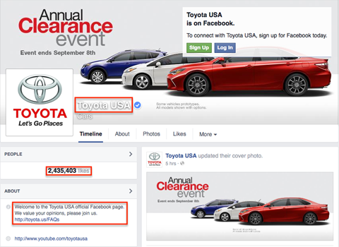 facebook page elements that show in google search results