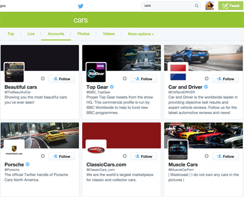 twitter search results for cars