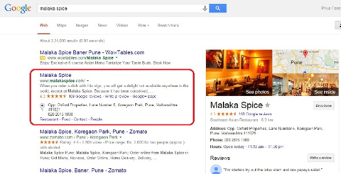 google+ listing in search results