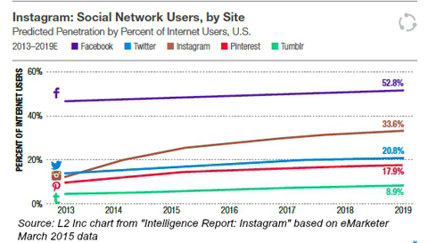 social network users by site from emarketer 2015