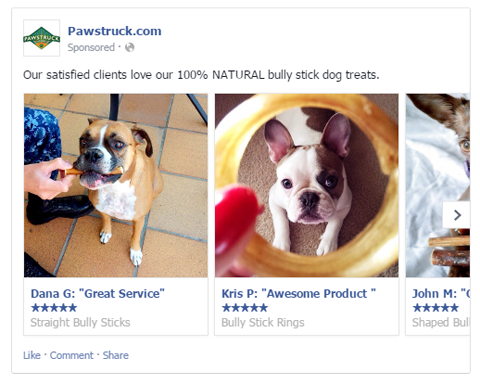 pawstruck add with user generated images and reviews