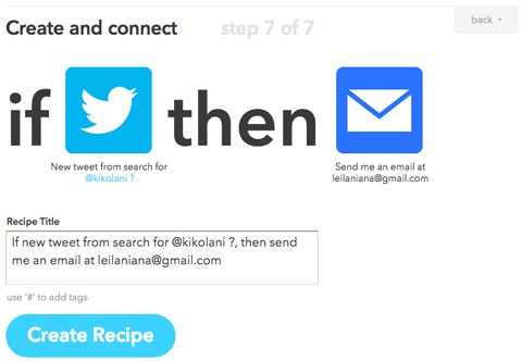 ifttt recipe setup conclusion