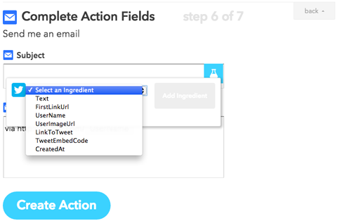 ifttt action configuration