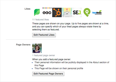 facebook page featured settings