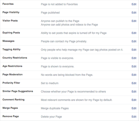 facebook pages general settings