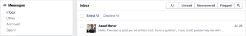 facebook messages menu