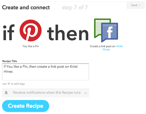 pinterest recipe ifttt