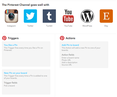 pinterest channel triggers on ifttt