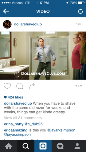 dollar shave club instagram video