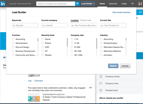 linkedin sales navigator lead builder