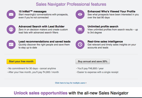 linkedin sales navigator free trial