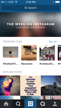 instagram discover screen