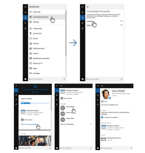 linkedin microsoft cortana integration