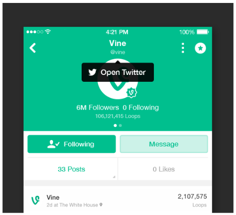 twitter and vine accounts are linked together