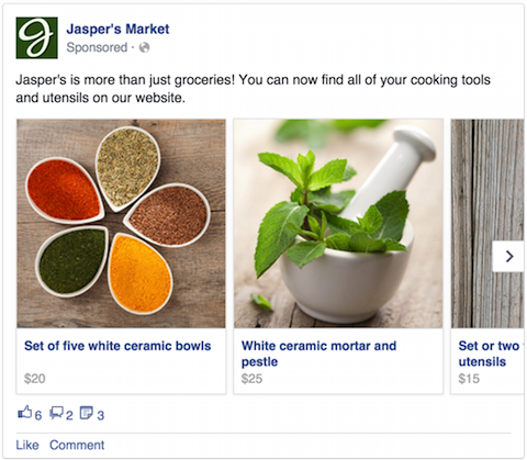 facebook carousel ads example