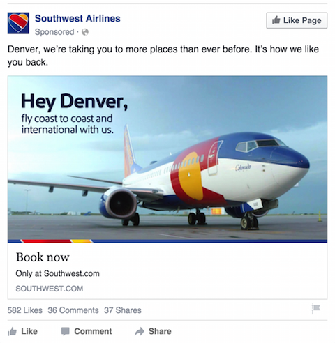 southwest airlines facebook ad