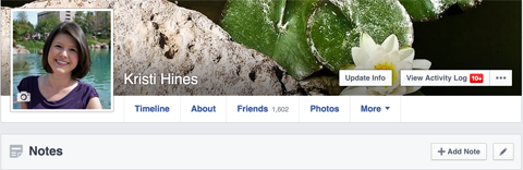 facebook profile add notes option