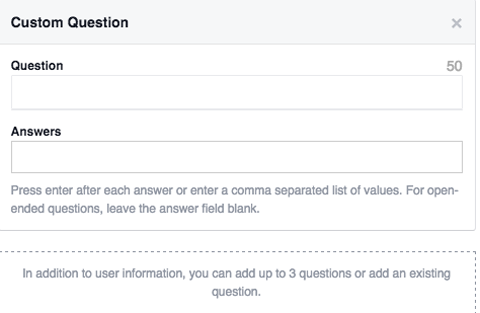 lead ad form custom questions