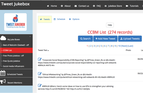 tweet jukebox dashboard